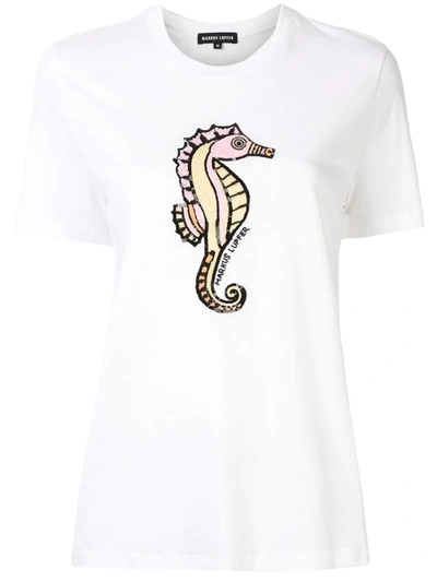 Markus Lupfer Alyssa Bead And Sequin-embellished Cotton-jersey T-shirt In White