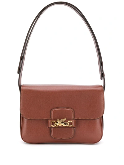 Etro Pegaso Small Leather Shoulder Bag In Brown