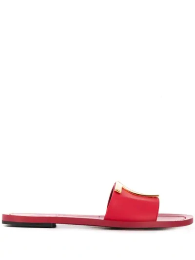 Tom Ford Logo Plaque Sandals In Red