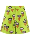 La Doublej Good Butt Cactus-print Shorts In Chirpy Cactus Verde