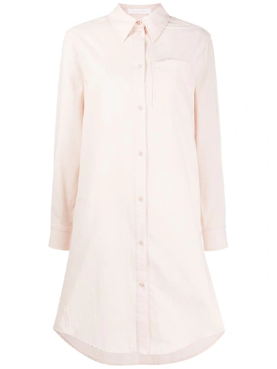 See By Chloé Pinstriped Shirt Dress In Pink