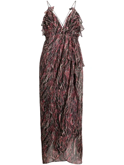 Iro Metallized Draped Detail Dress In Pink