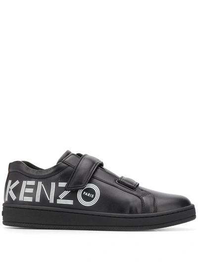 Kenzo Two-strap Low Top Sneakers In Black