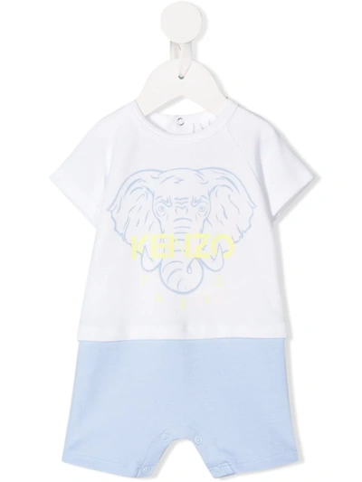 Kenzo Babies' Elephant Logo Print Romper In White