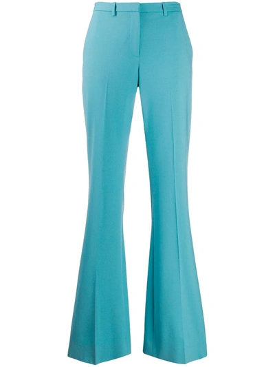 Theory Flared Mid-rise Trousers In Blue