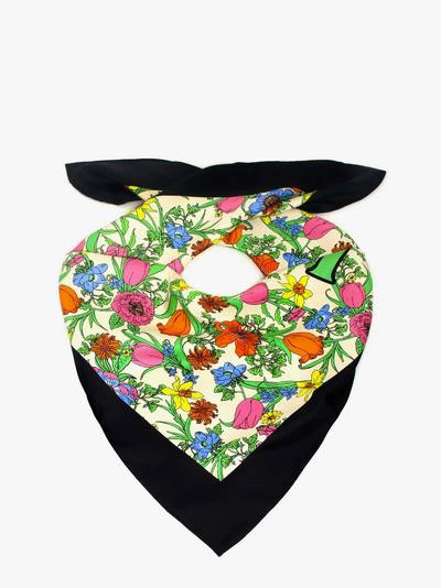 Gucci Silk Foulard With Flora Logo Print In Multicolor