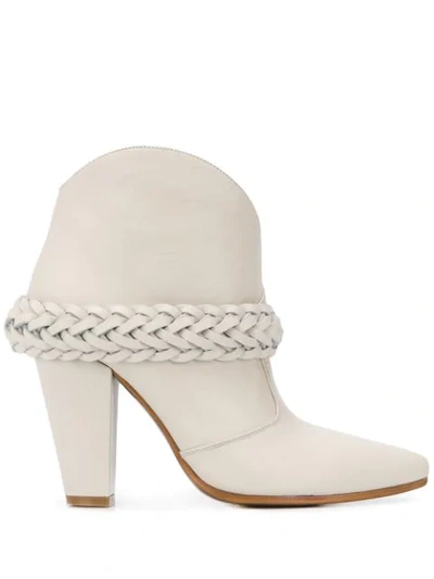 Golden Goose Michelle Low Texan Ankle Boots In Beige Leather In Cream