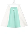 Marni Kids' White And Teal Green Skirt For Girl With Logo