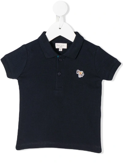 Paul Smith Junior Blue Polo For Baby Boy Shirt With Zebra