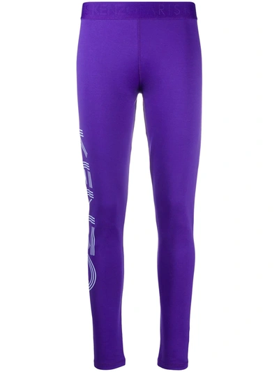 Kenzo Logo Print Leggings In Purple