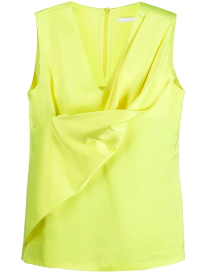 Helmut Lang Draped Neon Satin Top In Neon Yell