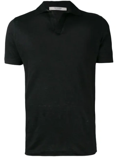 La Fileria For D'aniello Short Sleeve Silk Polo Shirt In Black