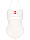 Marysia Antibes Flower Cutout Halter Swimsuit In White