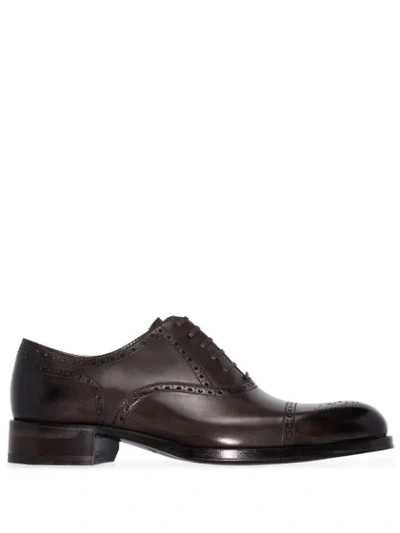 Tom Ford Edgar Medallion Cap-toe Shoe, Brown