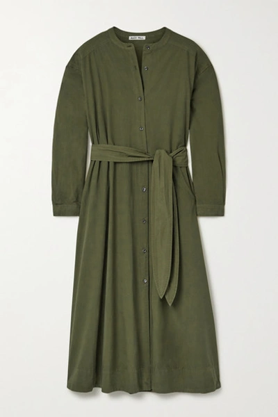 Alex Mill Tie Waist Shirtdress In Military Olive In Army Green