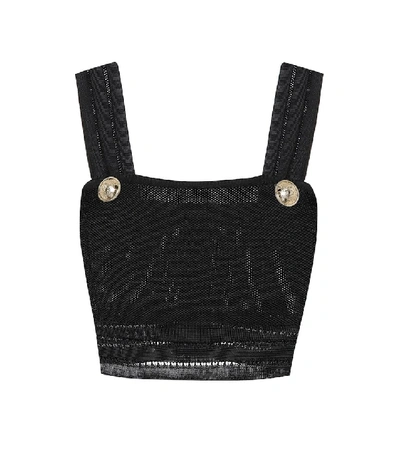 Balmain Mesh Crop Top In Black