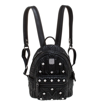 Pre-owned Mcm Black Quilted Leather Swarovski Crystals Bebe Boo Backpack