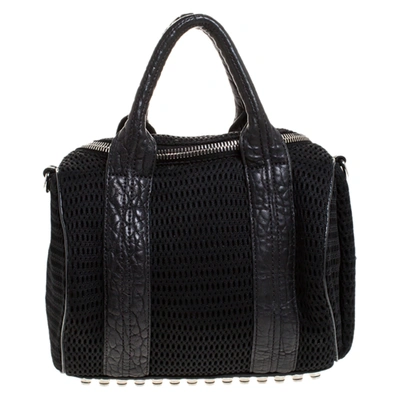 Pre-owned Alexander Wang Black Leather And Fabric Crochet Rocco Bag