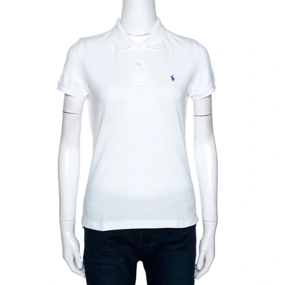 Pre-owned Ralph Lauren White Cotton Pique Slim Fit Polo T-shirt M