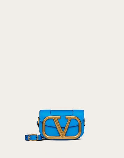 Valentino Garavani Small Supervee Neon Calfskin Crossbody Bag In Neon Blue