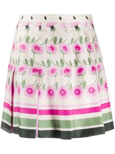 Valentino Daisy Degrade Pleated Skirt In Pink