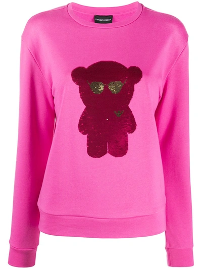 Emporio Armani Glitter Beat Cotton Sweatshirt In Pink