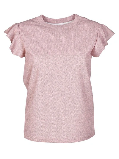 Dondup Glowing Tee With Flounced Sleeves In Pink