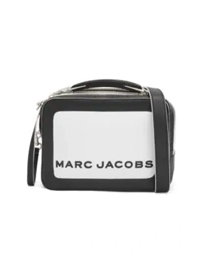 Marc Jacobs The Box 20 Leather Top Handle Bag In White Black