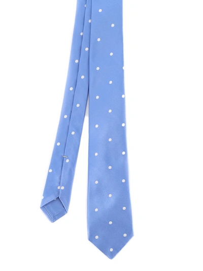 Kiton Polka Dot Patterned Silk Tie In Light Blue