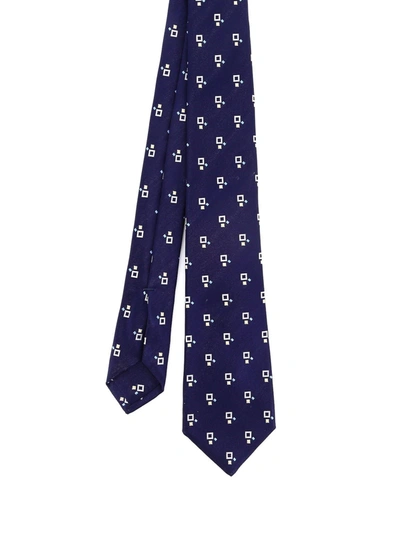 Kiton Patterned Silk Tie In Blue