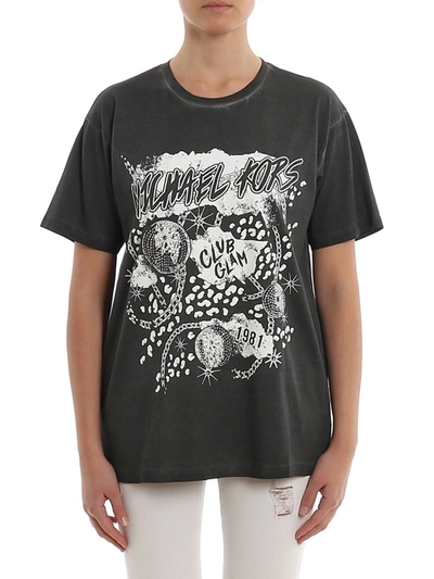 Michael Kors Club Glam Print Washed Black T-shirt