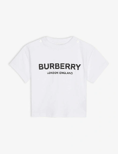 Burberry Kids' Mini Robbie T-shirt In White With Logo Print