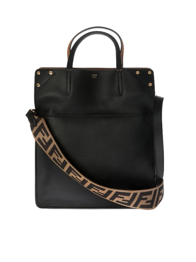 Fendi Black Leather Flip Bag