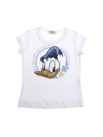 Monnalisa Kids' St Donald Duck T-shirt In White