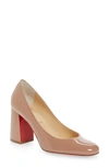 Christian Louboutin Baobab 85 Patent Red Sole Pumps In Nude