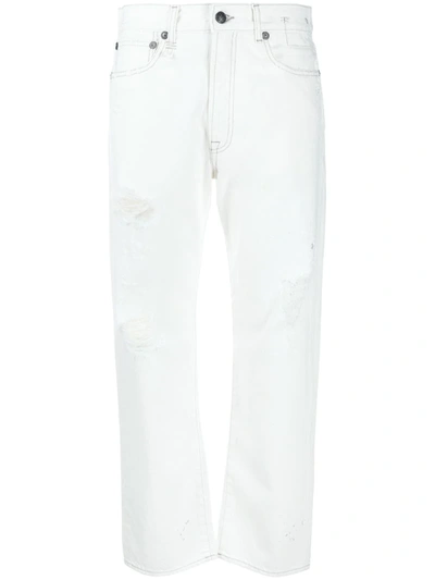 R13 High Waist Ripped Boyfriend Jeans In Nollie White