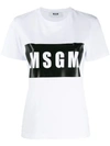 Msgm Box Logo Print T-shirt In White