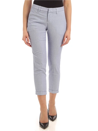 Fay Turned-up Pants In White And Blue