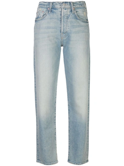Mother The Huffy Flood Straight-leg Jeans In Light Blue