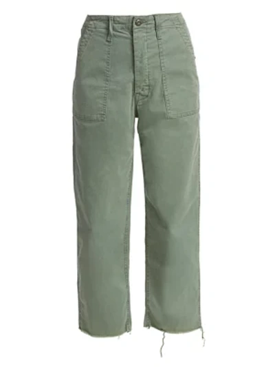 Mother Patch Pocket Private Ankle Fray Trousers In Green