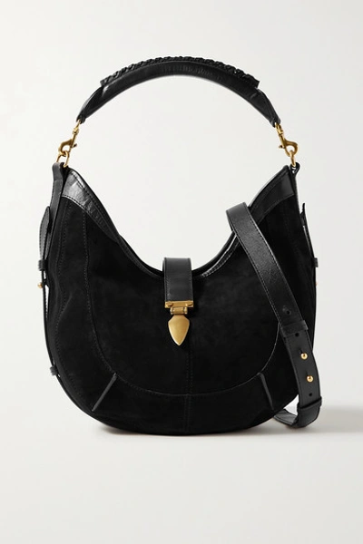 Isabel Marant Kaliko Leather-trimmed Suede Shoulder Bag In Black