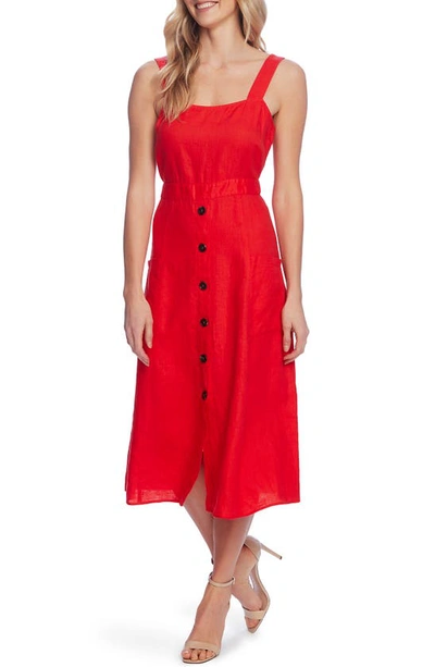 Vince Camuto Linen A-line Midi Sundress In Bright Ladybug