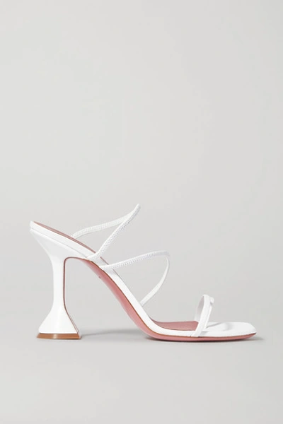 Amina Muaddi Naima Leather Sandals In Optical White