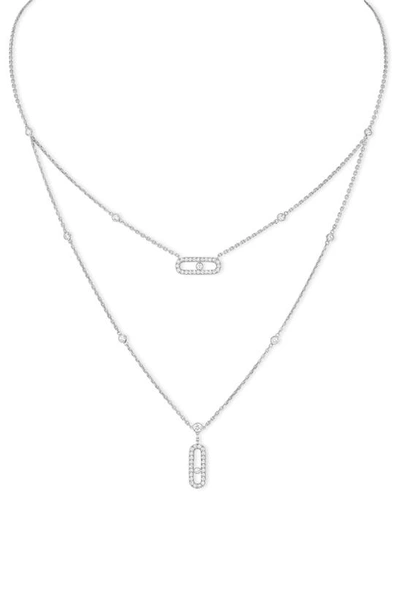 Messika Lucky Move Pavé Diamond Layered Pendant Necklace In White Gold/ Diamond