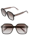 Chloé Willow 56mm Gradient Rectangular Sunglasses In Black