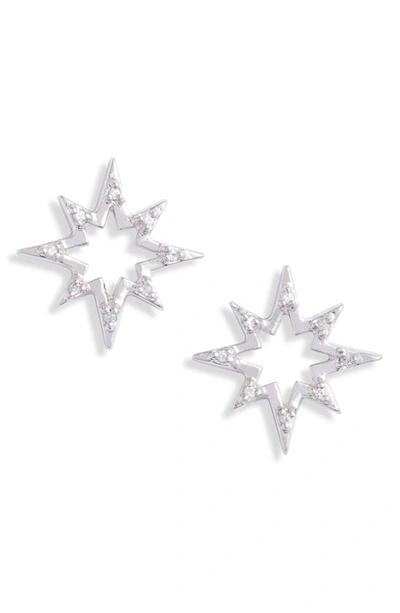 Anzie Starburst Earrings In Silver/ White