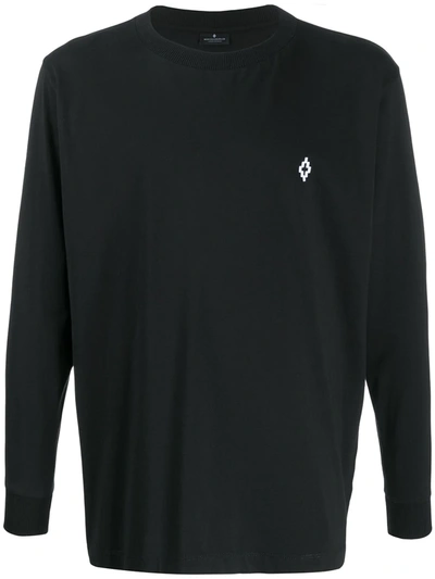 Marcelo Burlon County Of Milan Logo-embroidered Long Sleeved T-shirt In Black