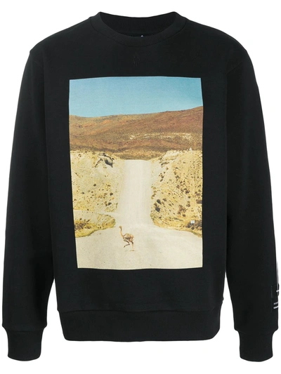 Marcelo Burlon County Of Milan Landscape-print Crew Neck Sweatshirt In Black