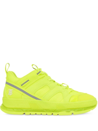 Burberry Ladies Fluorescent Yellow Nylon And Cotton Union Sneakers, Brand Size 35 (us Size 5)