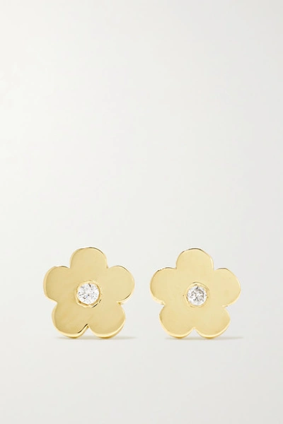 Jennifer Meyer Mini Daisy 18-karat Gold Diamond Earrings In Yg Dia